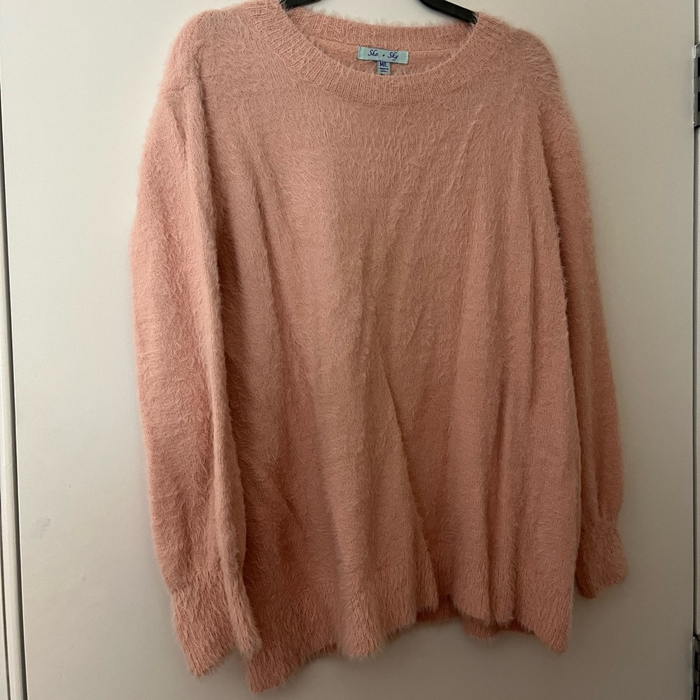 Fuzzy pink sweater